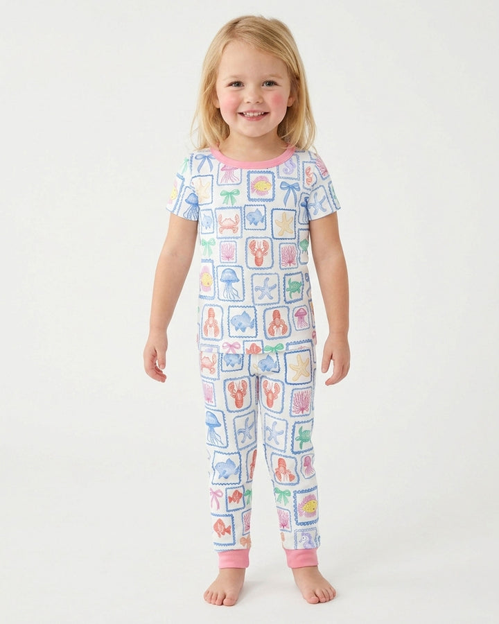 Coastal Treasures Family Matching Bamboo Two Piece Short Sleeve Pajama Set
