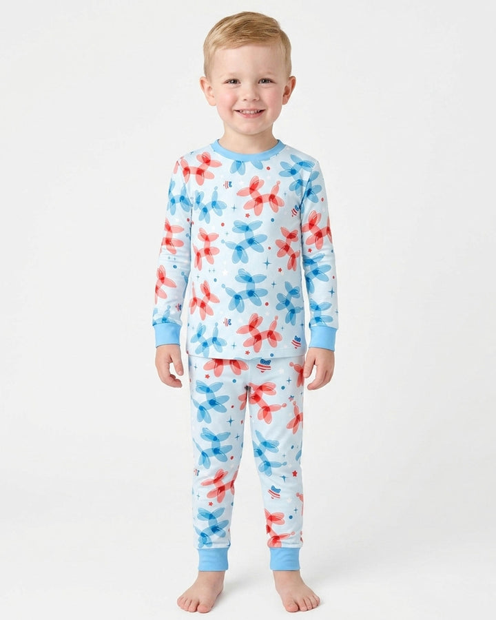 American Balloon Dog Party Bamboo Two Piece Long Sleeve Pajama Set