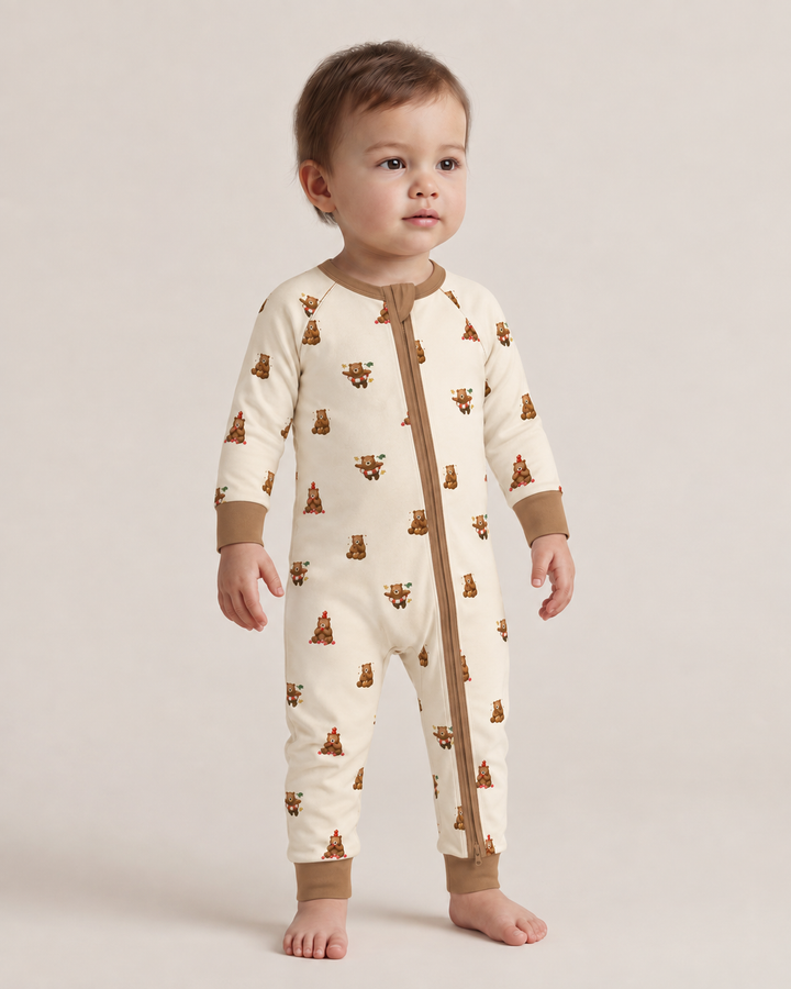 Woodland Campfire Crew Bamboo Convertible Zipper Romper