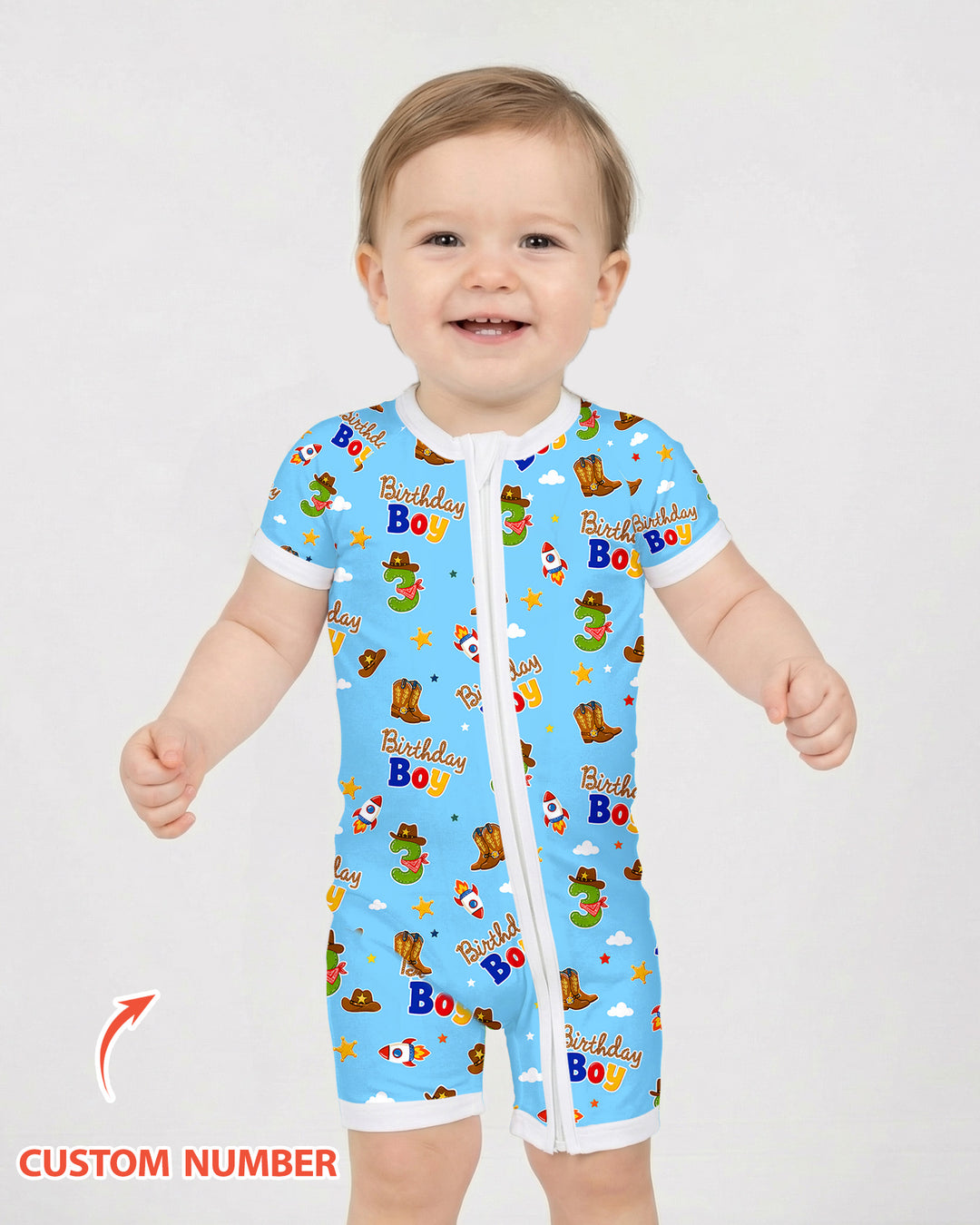 Plantilla PERSONALIZADA de Bambú Pijama Corto con Cremallera