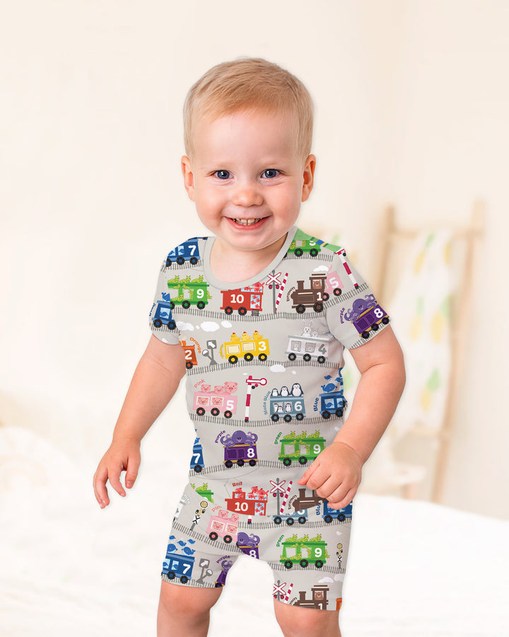 Color Train Bamboo Two Piece Short Sleeve Shorts Pajama Set