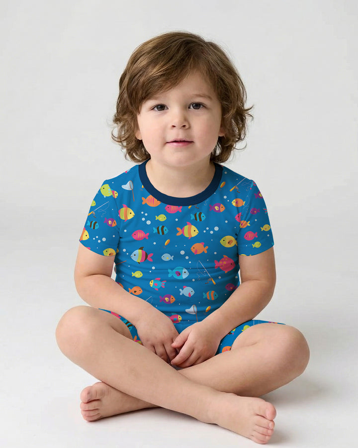 Conjunto de Pijama de Dos Piezas de Bambú con Mangas Cortas y Pantalones Cortos