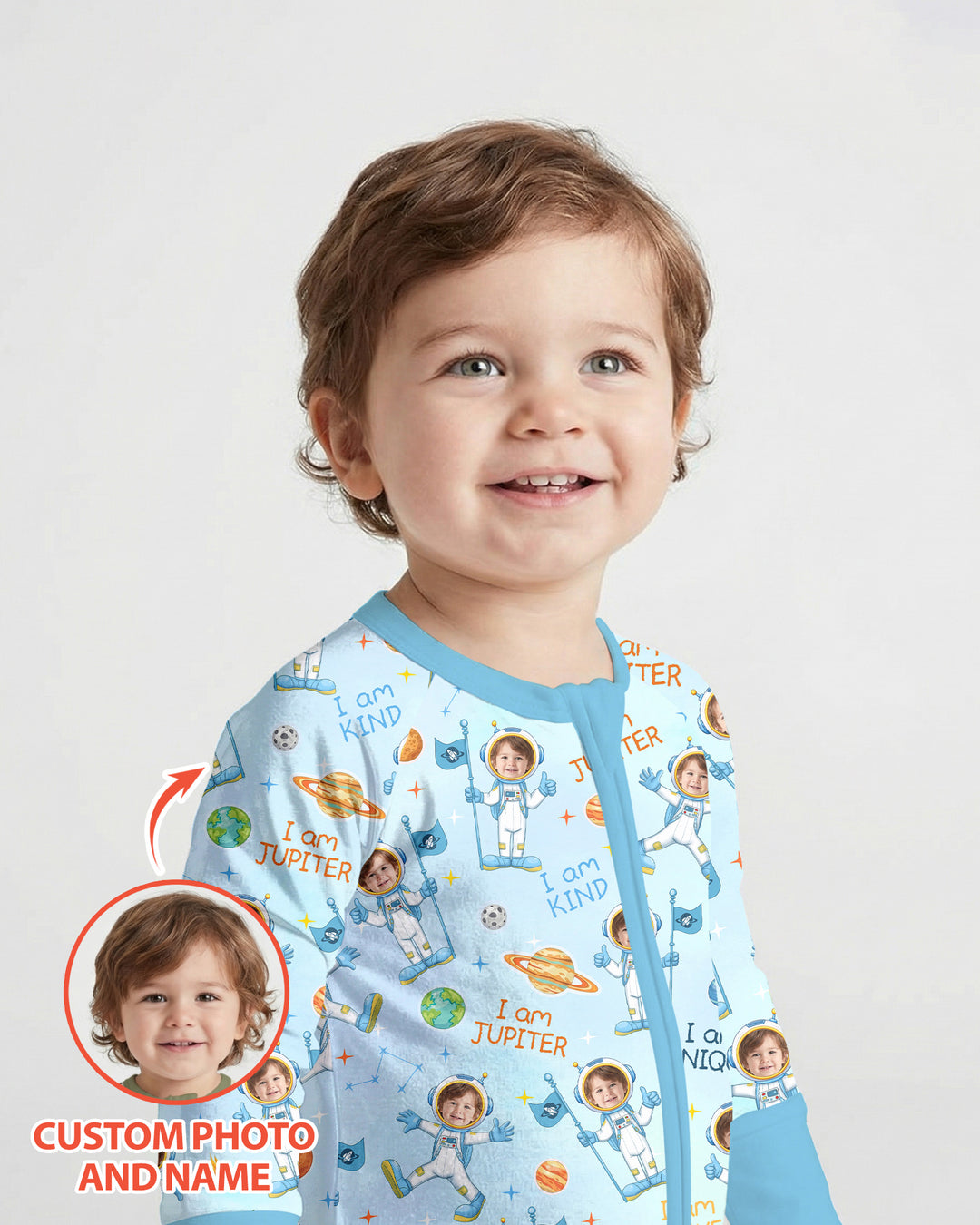 Custom Photo Kid Affirmations I Am Kind Astronaut Bamboo Convertible Zippy