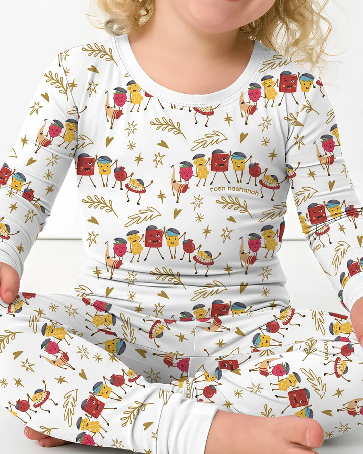 Let's Celebrate Rosh Hashanah Bamboo Two Piece Long Sleeve Pajama Set