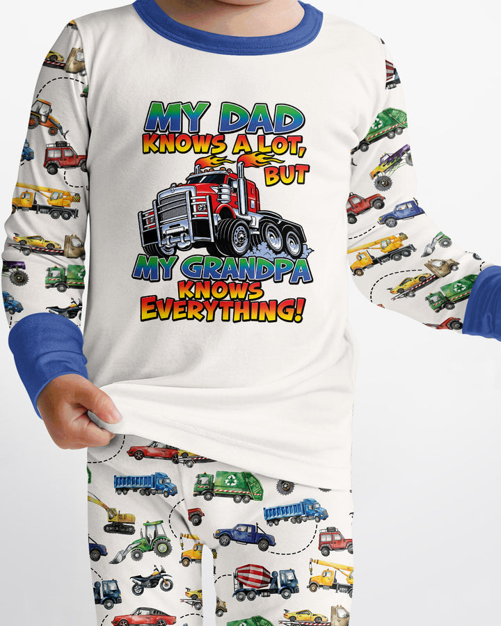 My Dad Knows A Lots But my Grandpa Knows Everything Bamboo Two Piece Long Sleeve Pajama Set
