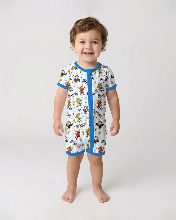 Striped Cute Mascots Soccer Cup 2026 Bamboo Shorty Zippy