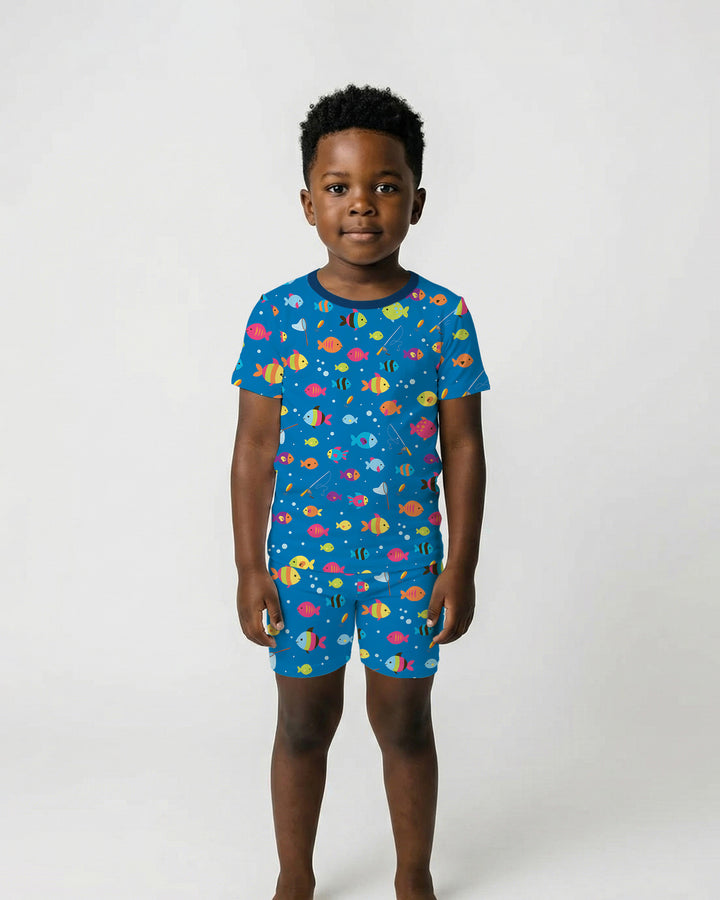Conjunto de Pijama de Dos Piezas de Bambú con Mangas Cortas y Pantalones Cortos