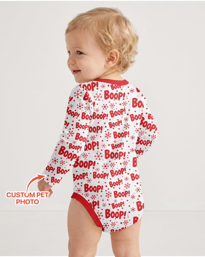Custom Pet Photo Funny Christmas Boop Bamboo Bodysuit