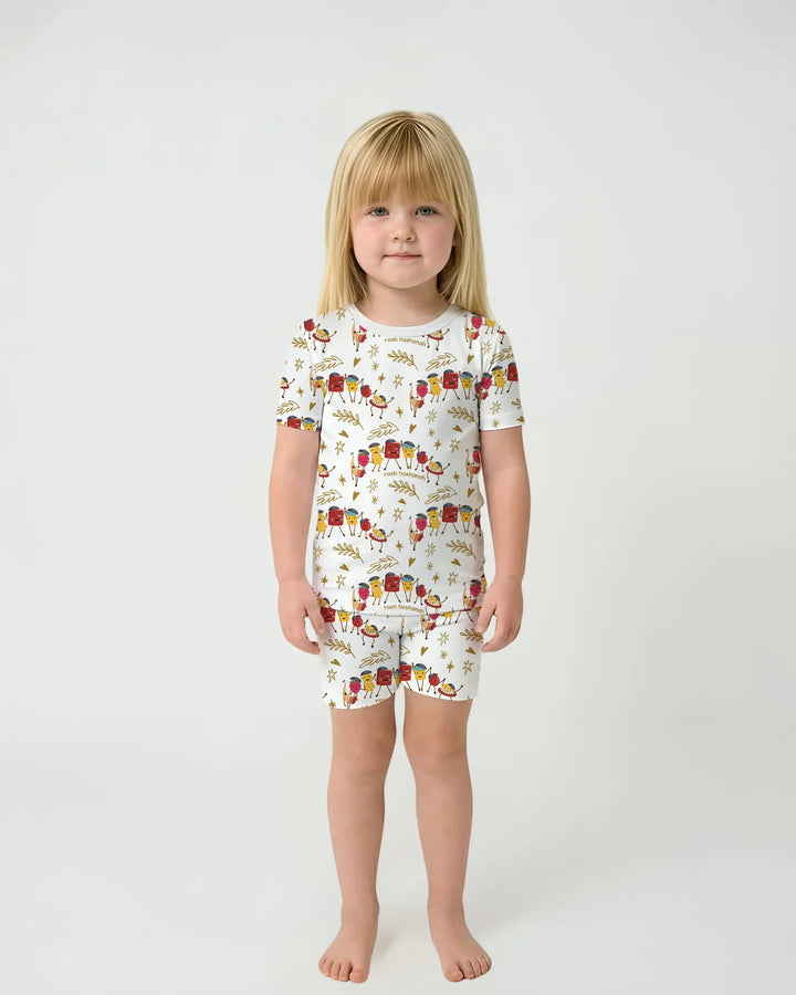 Conjunto de Pijama de Dos Piezas de Bambú con Mangas Cortas y Pantalones Cortos