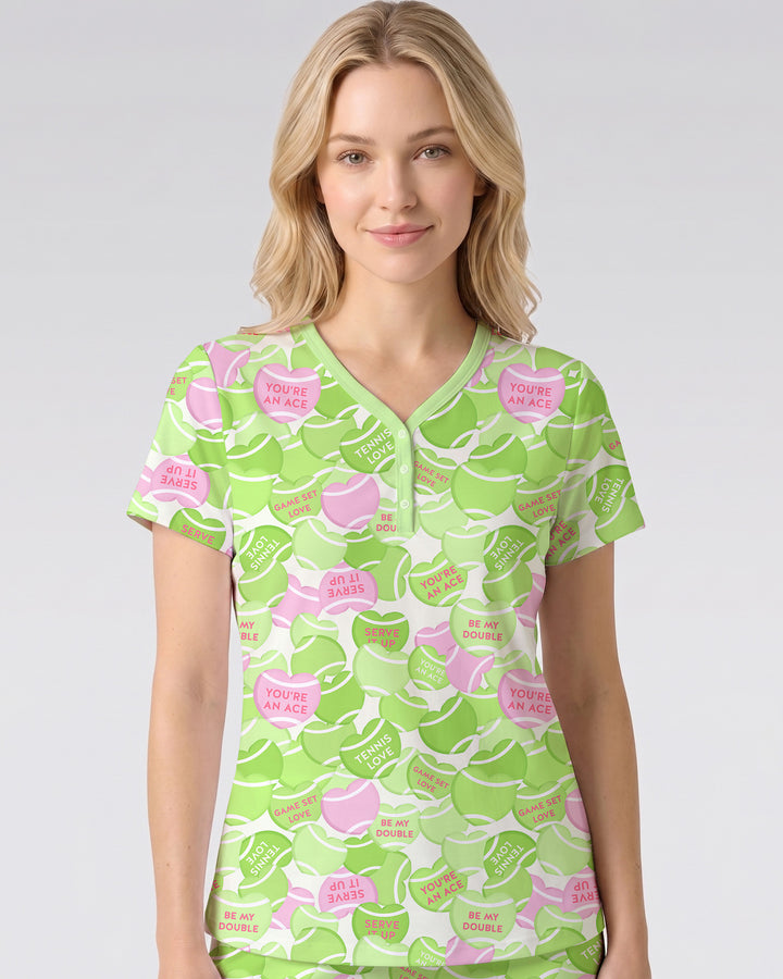 Tennis Candy Family Matching Bamboo Women Short Sleeve Short Pajama Set