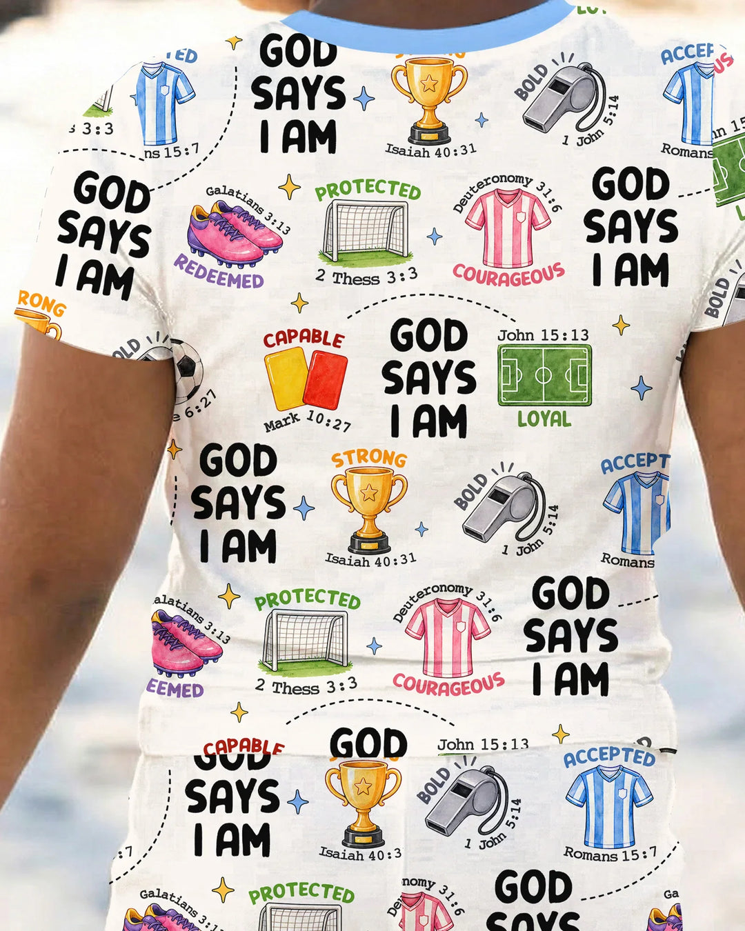 God Says I Am Soccer Bamboo Two Piece Short Sleeve Pajama Set