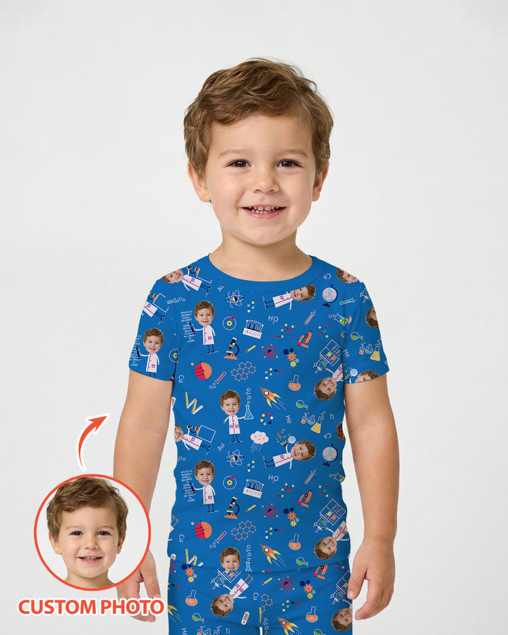 Custom Image Chemical Laboratory Bamboo Two Piece Short Sleeve Pajama Set