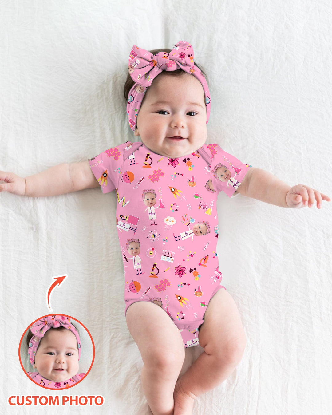 Gerippte Babykleidung mit individuellem Foto - Weich &amp; Skizzenhaft