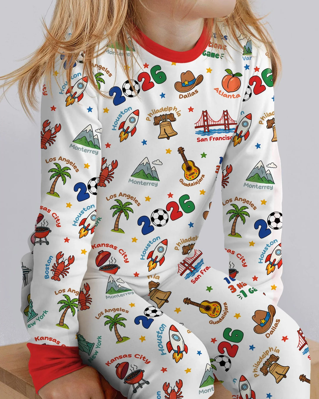 Zweiteiliges Langarm-Pyjama-Set mit Sommerfrüchten