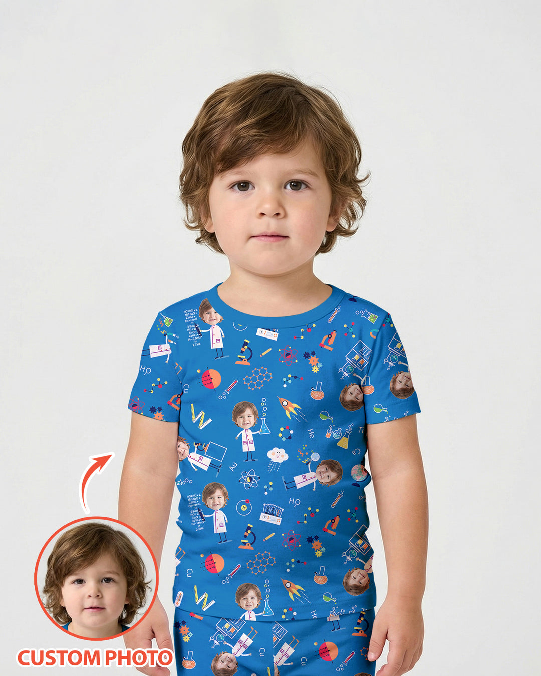 Custom Image Chemical Laboratory Bamboo Two Piece Short Sleeve Shorts Pajama Set