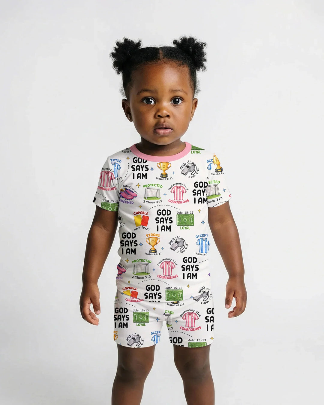 God Says I Am Soccer Bamboo Two Piece Short Sleeve Shorts Pajama Set