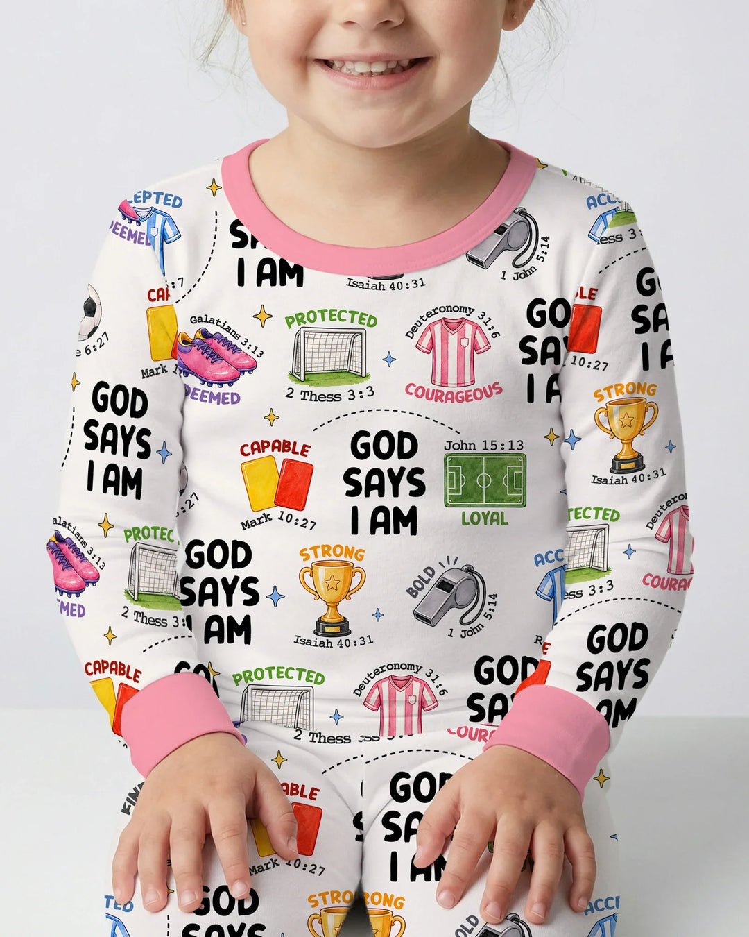 God Says I Am Soccer Bamboo Two Piece Long Sleeve Pajama Set