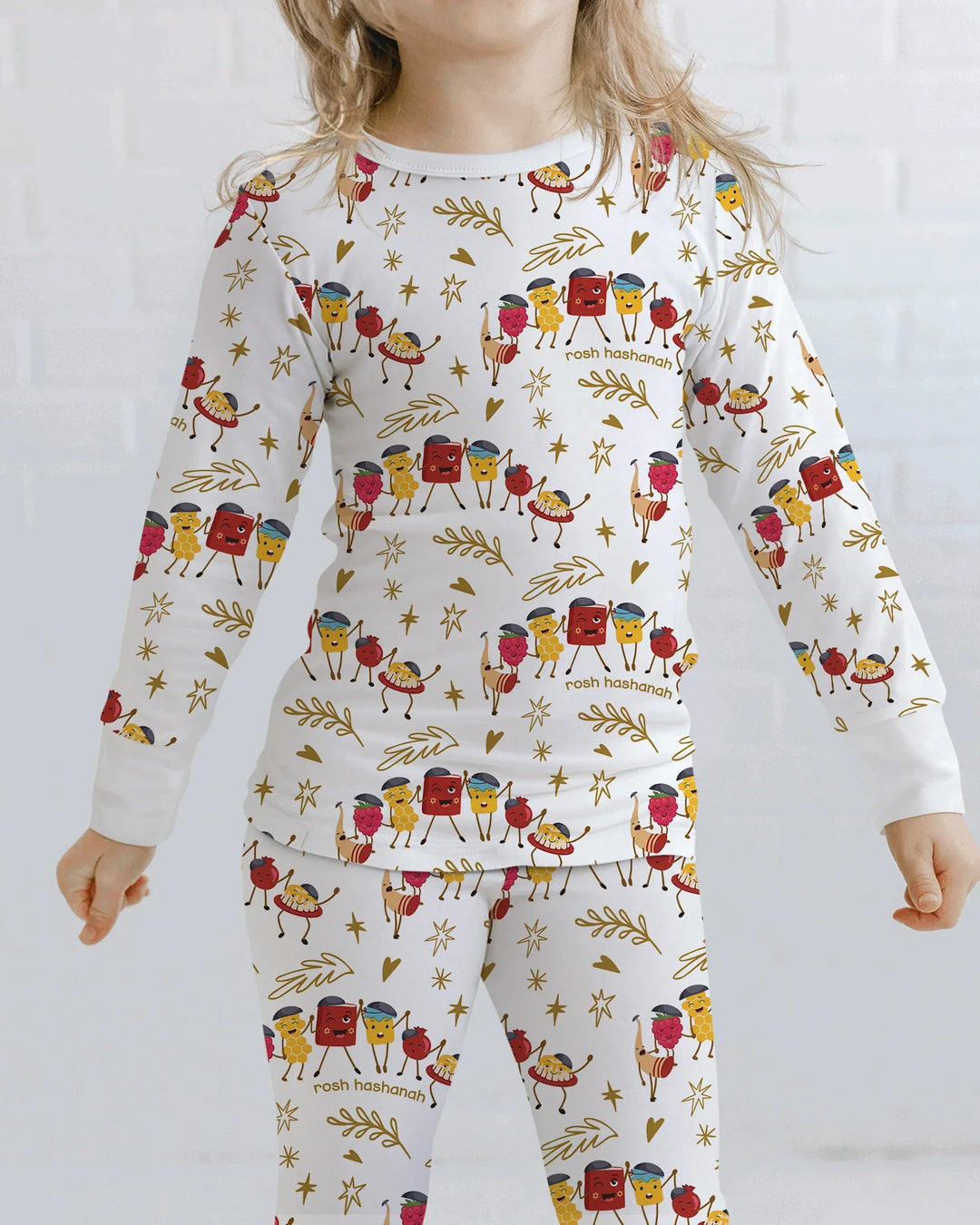 Let's Celebrate Rosh Hashanah Bamboo Two Piece Long Sleeve Pajama Set
