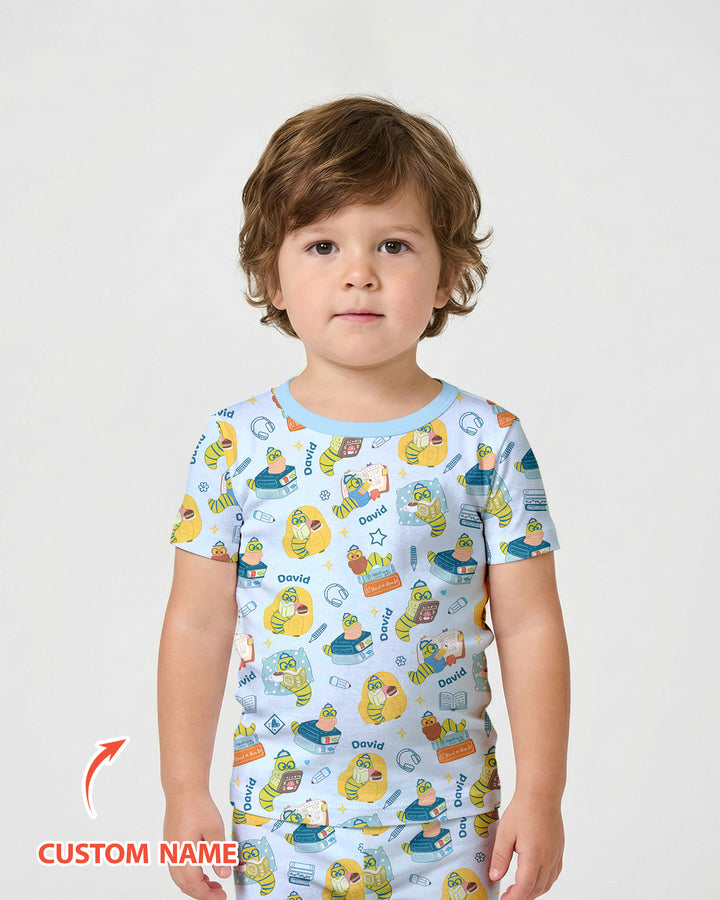 Little Book Worm Family Matching Bamboo Two Piece Short Sleeve Shorts Pajama Set