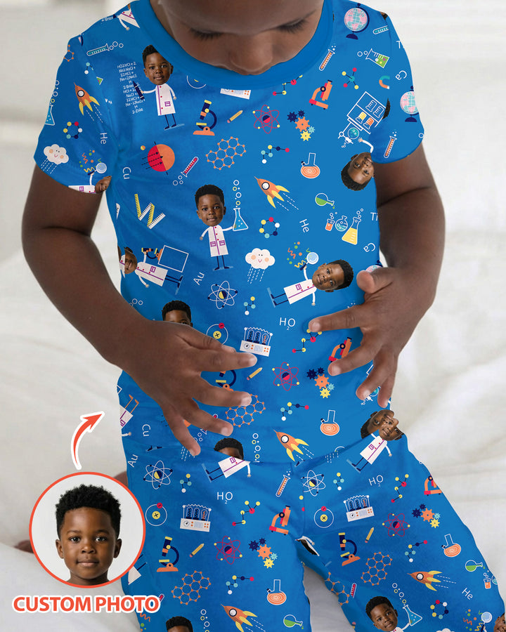 Custom Image Chemical Laboratory Bamboo Two Piece Short Sleeve Pajama Set