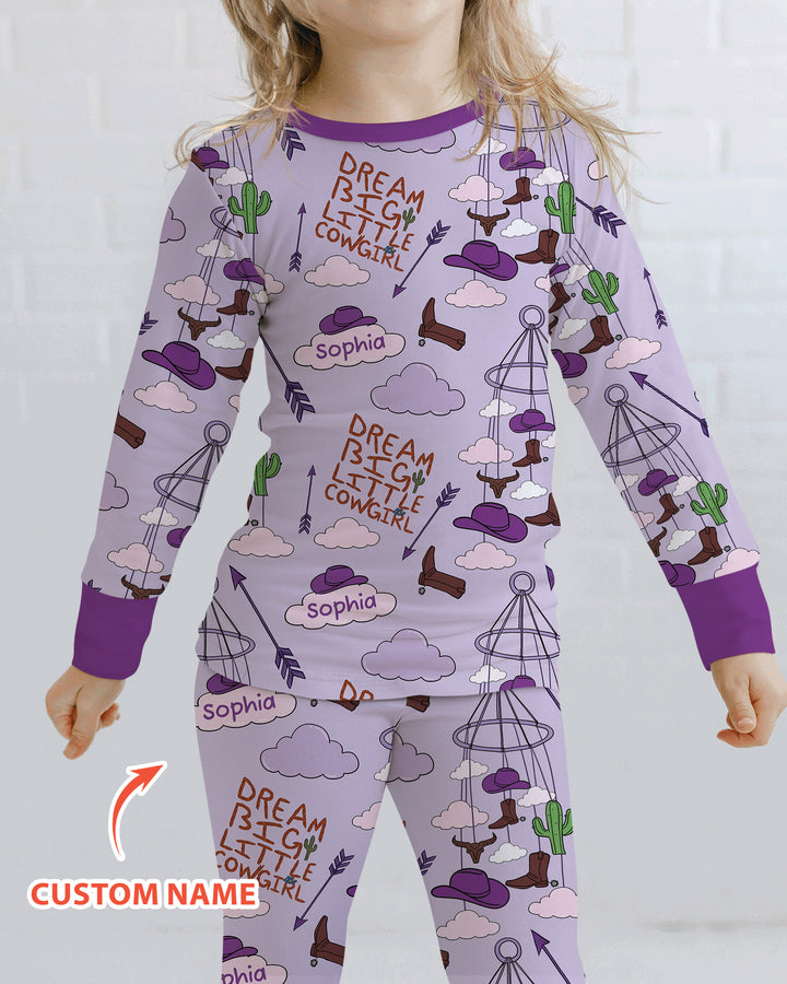 Litlle Cowboy Sis Bro Matching  Bamboo Two Piece Long Sleeve Pajama Set