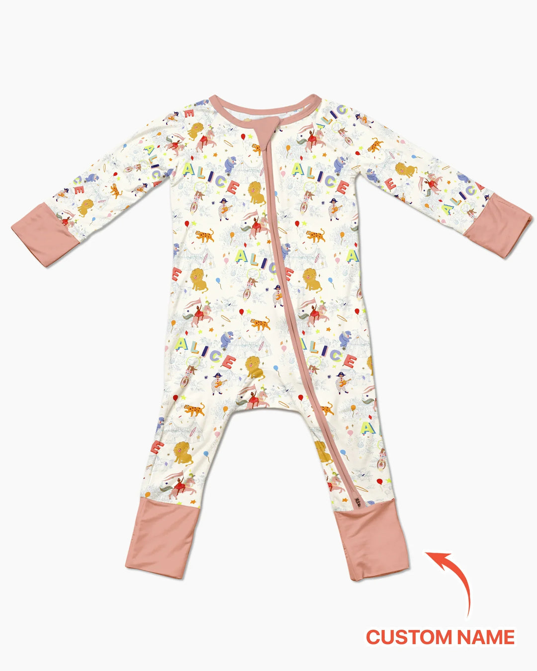 Custom Name Circus Toile Bamboo Convertible Zippy