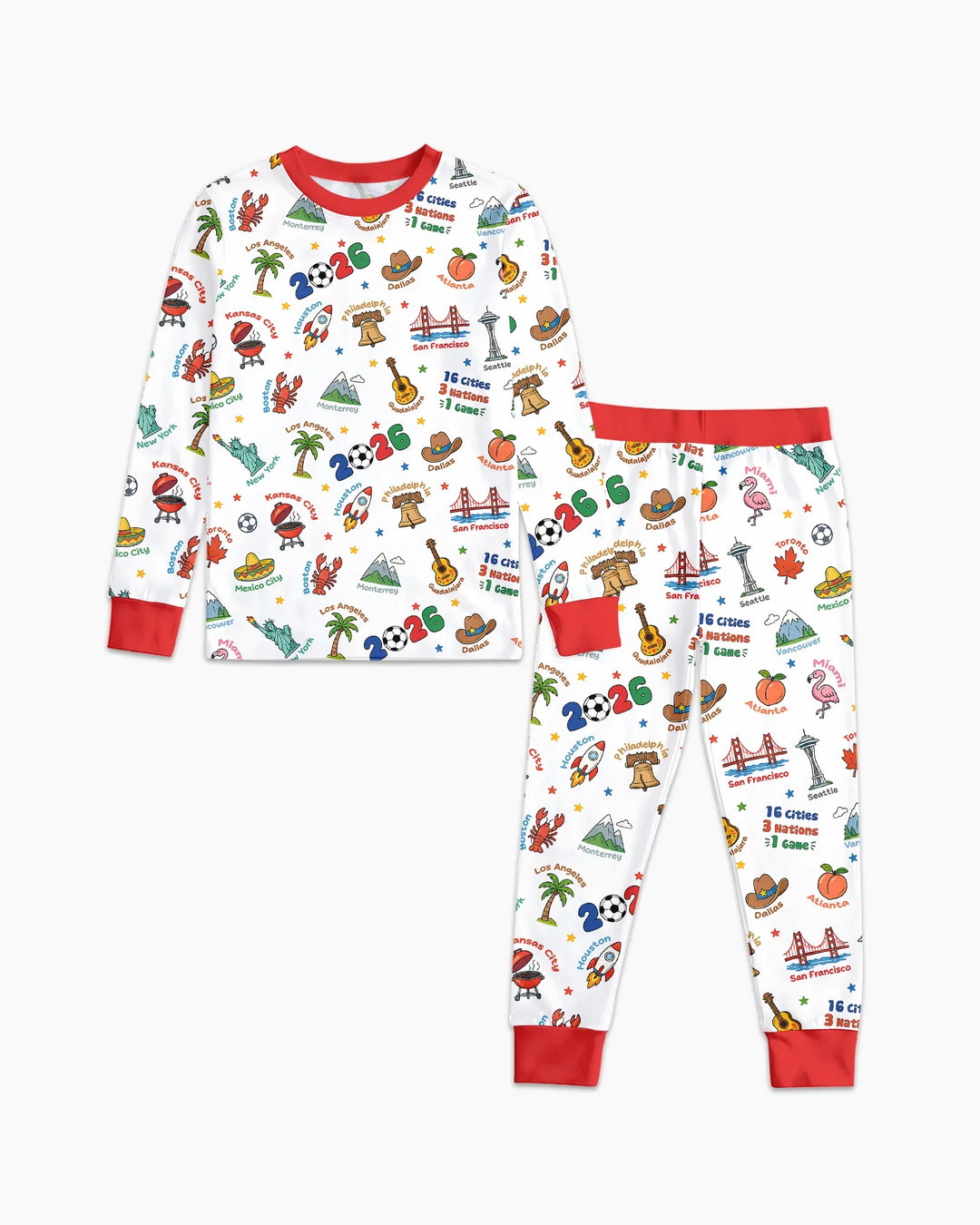 Zweiteiliges Langarm-Pyjama-Set mit Sommerfrüchten