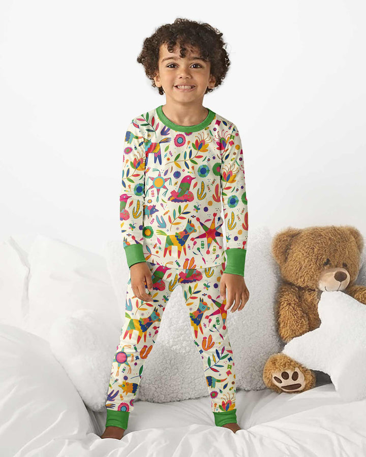 Zweiteiliges Langarm-Pyjama-Set mit Sommerfrüchten