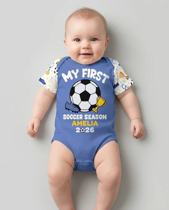 Custom Name My First Soccer Season Bamboo Bodysuit