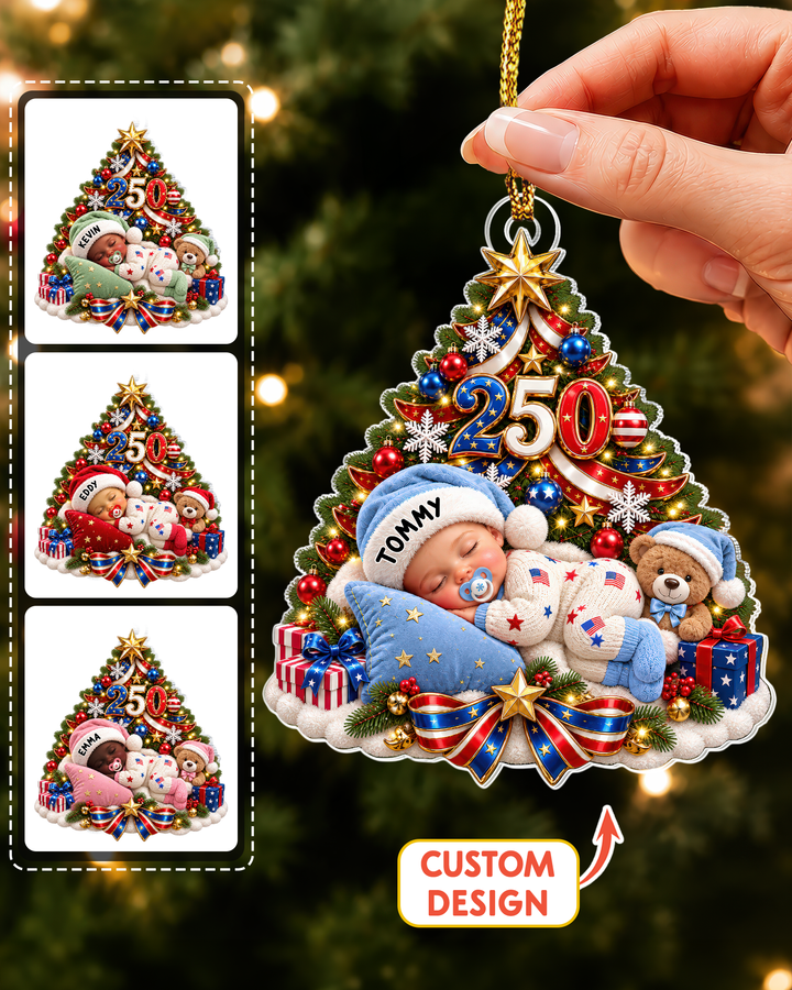 Patriotic My First Christmas 250 Personalized Acrylic Ornament