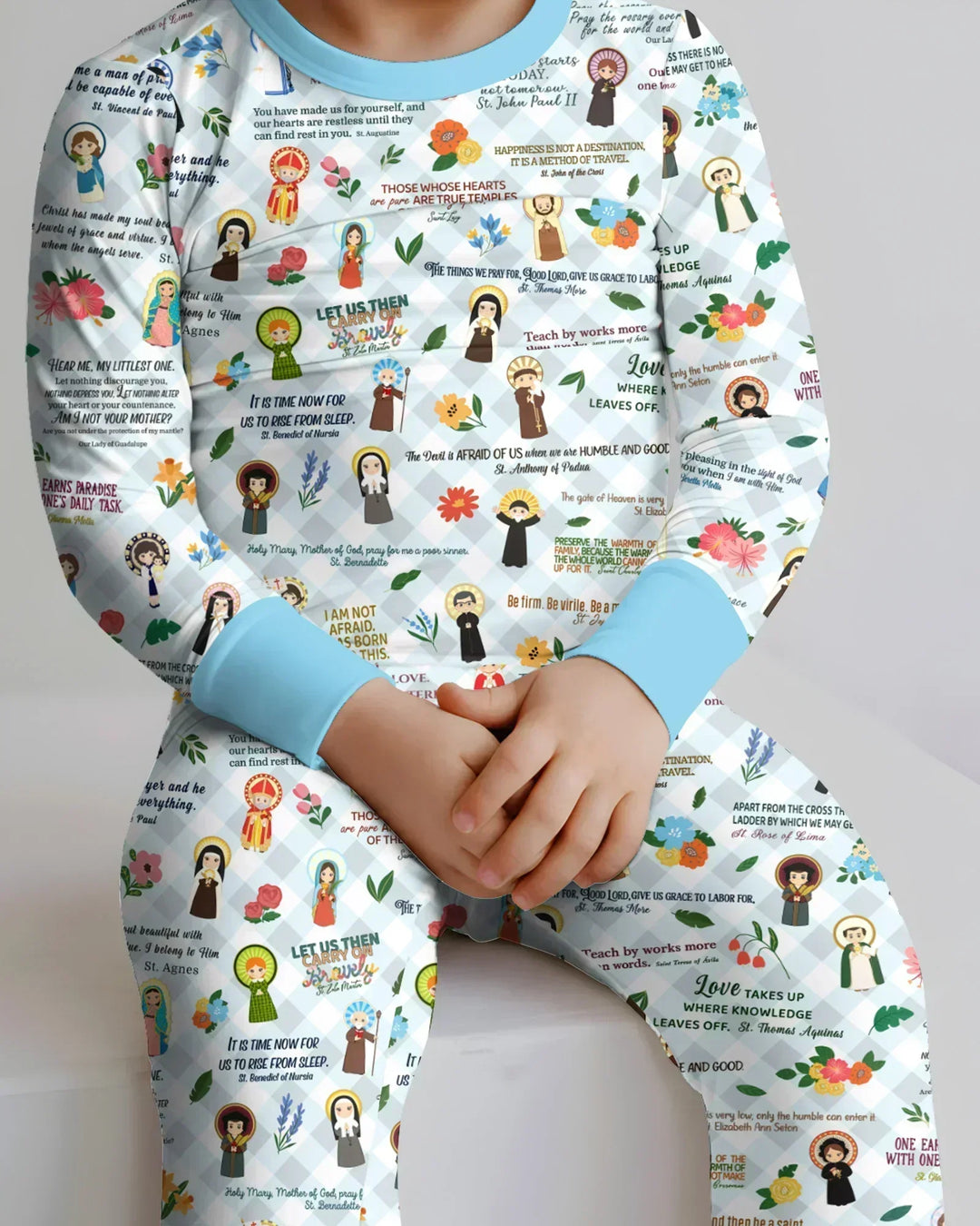 Catholic Saint Quotes Bamboo Two Piece Long Sleeve Pajama Set
