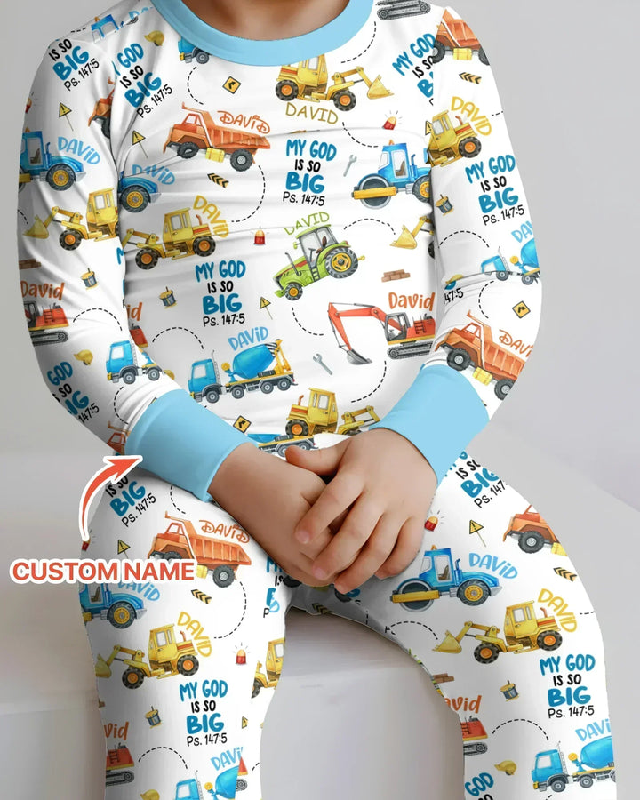 Pijama de dos piezas de bambú con manga larga y nombre personalizado "My God Is So Big"