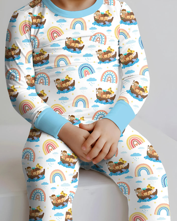 Noah’s Ark & God’s Rainbow Promise Two Piece Long Sleeve Pajama Set