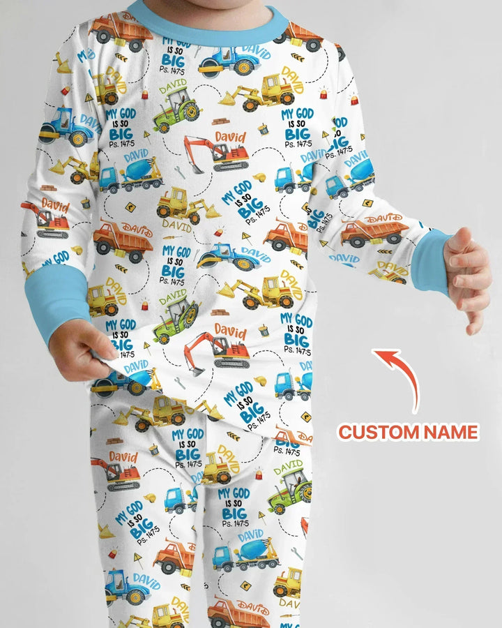 Pijama de dos piezas de bambú con manga larga y nombre personalizado "My God Is So Big"