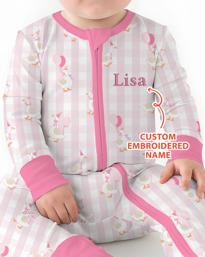 Custom Embroidered Birthday Boy/Girl Baby Bamboo Convertible Zippy