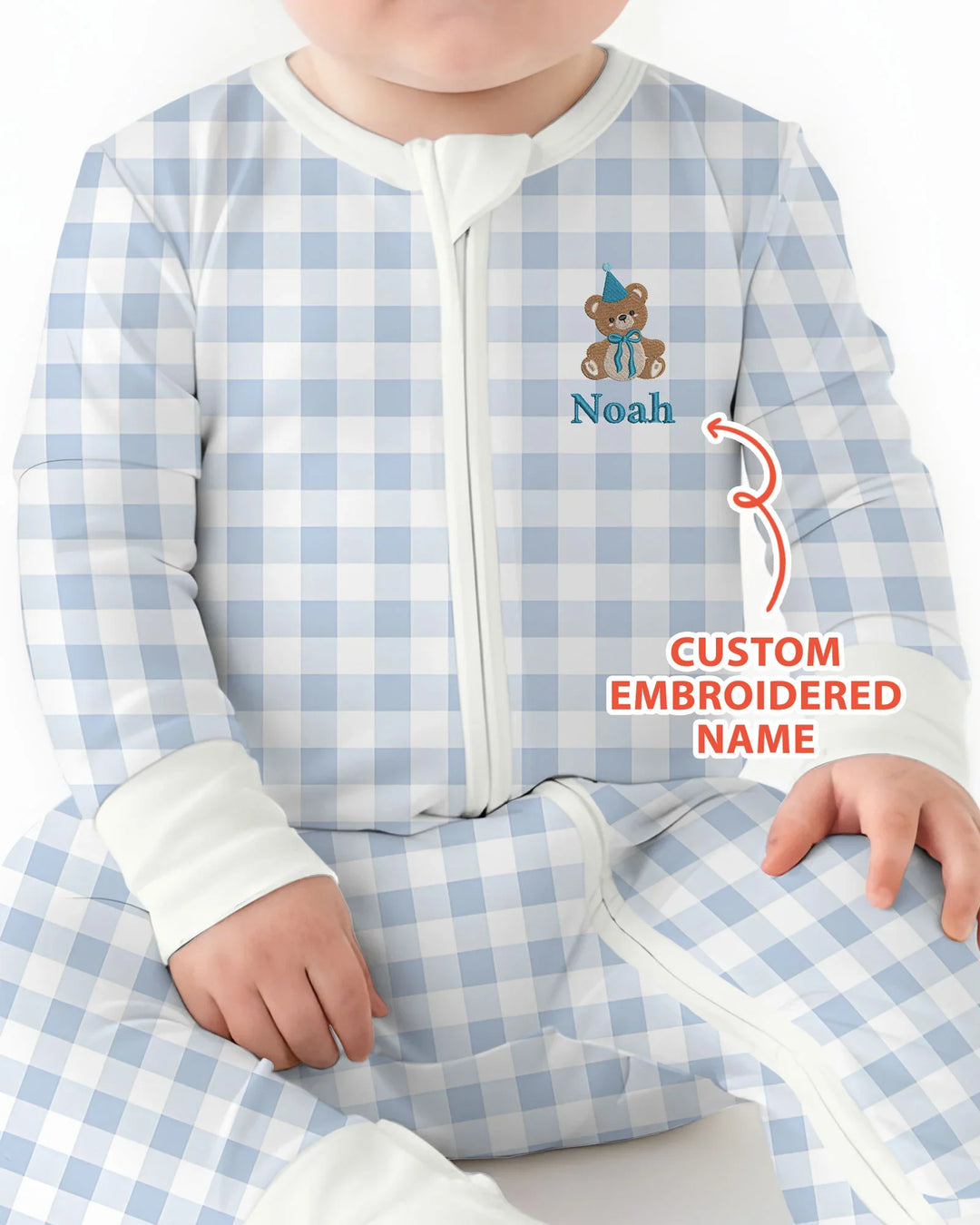 Custom Embroidered Name Birthday Teddy Bamboo Convertible Zippy
