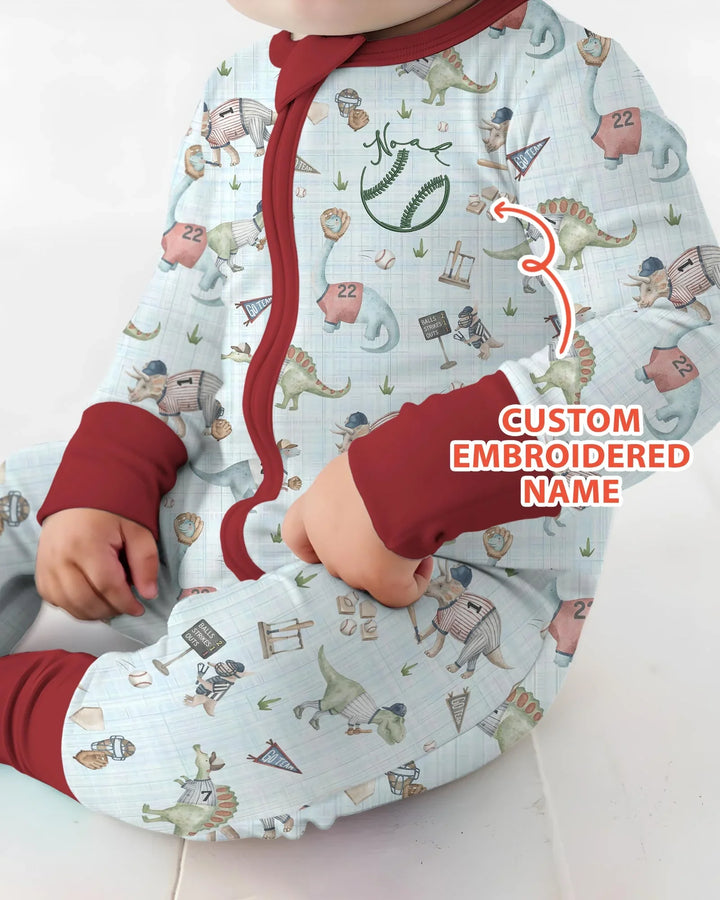 Custom Embroidered Dinosaurs Baseball  Bamboo Convertible Zippy