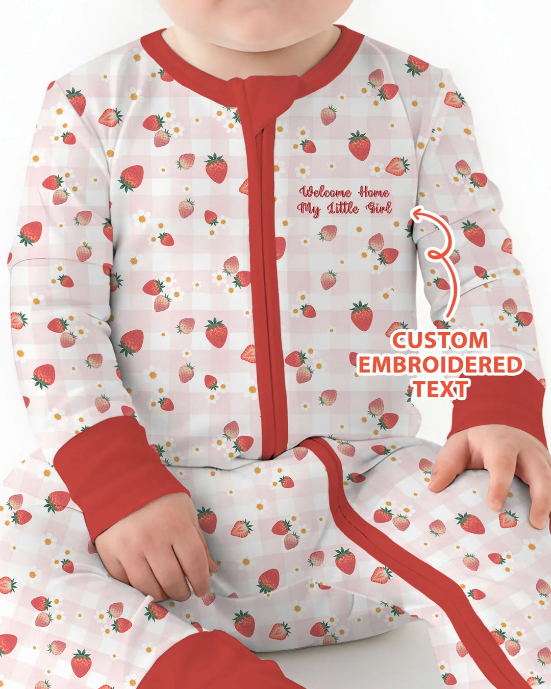 Embroidered Custom Text Strawberry Bamboo Convertible Zippy