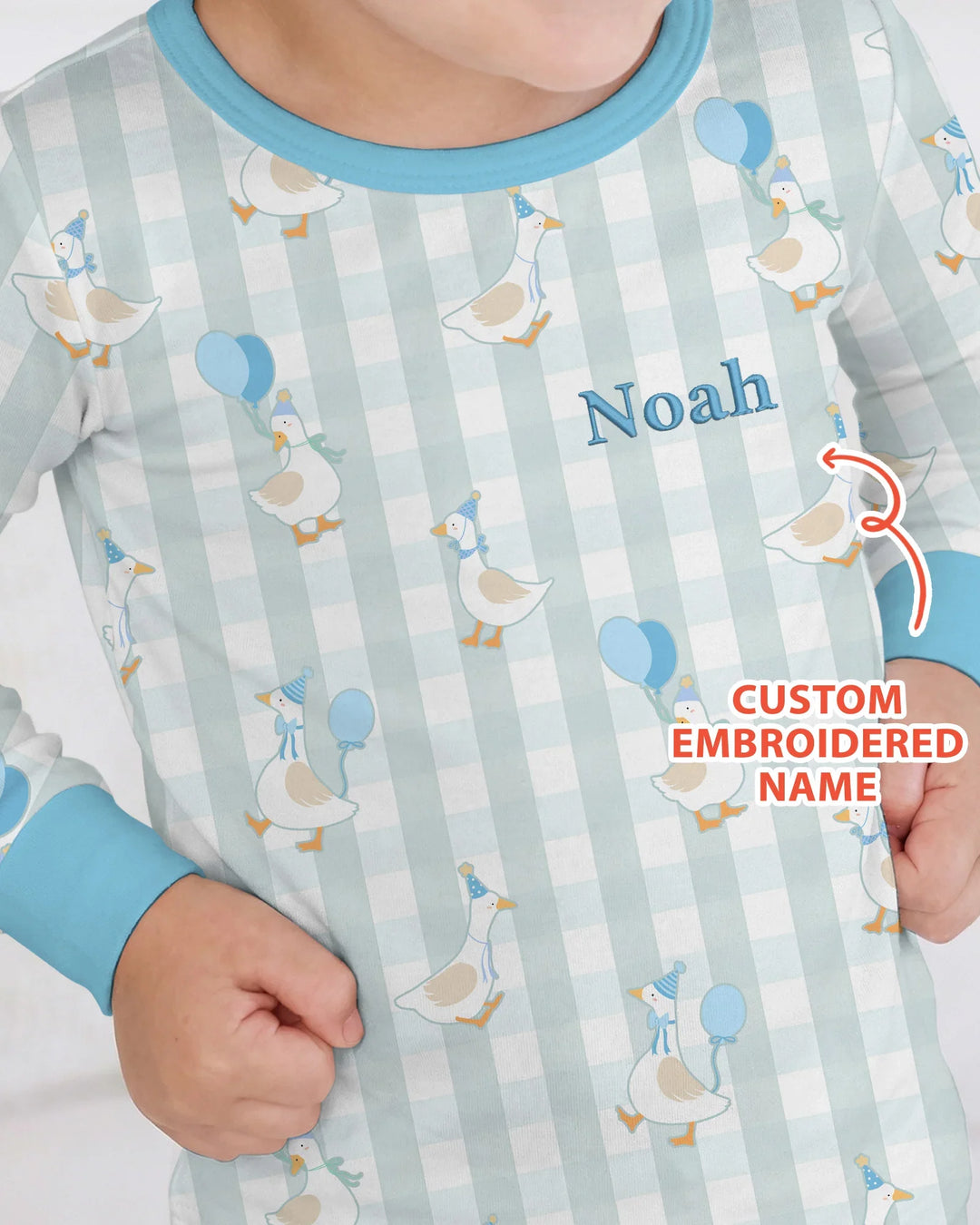 Custom Embroidered Birthday Boy/Girl Baby Bamboo Two Piece Long Sleeve Pajama Set