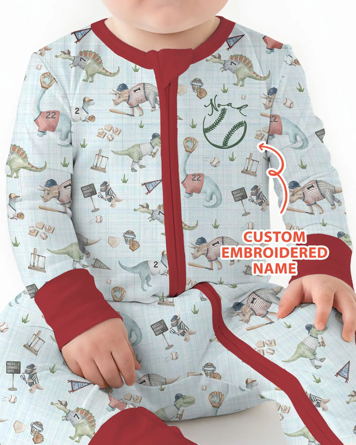 Custom Embroidered Dinosaurs Baseball  Bamboo Convertible Zippy