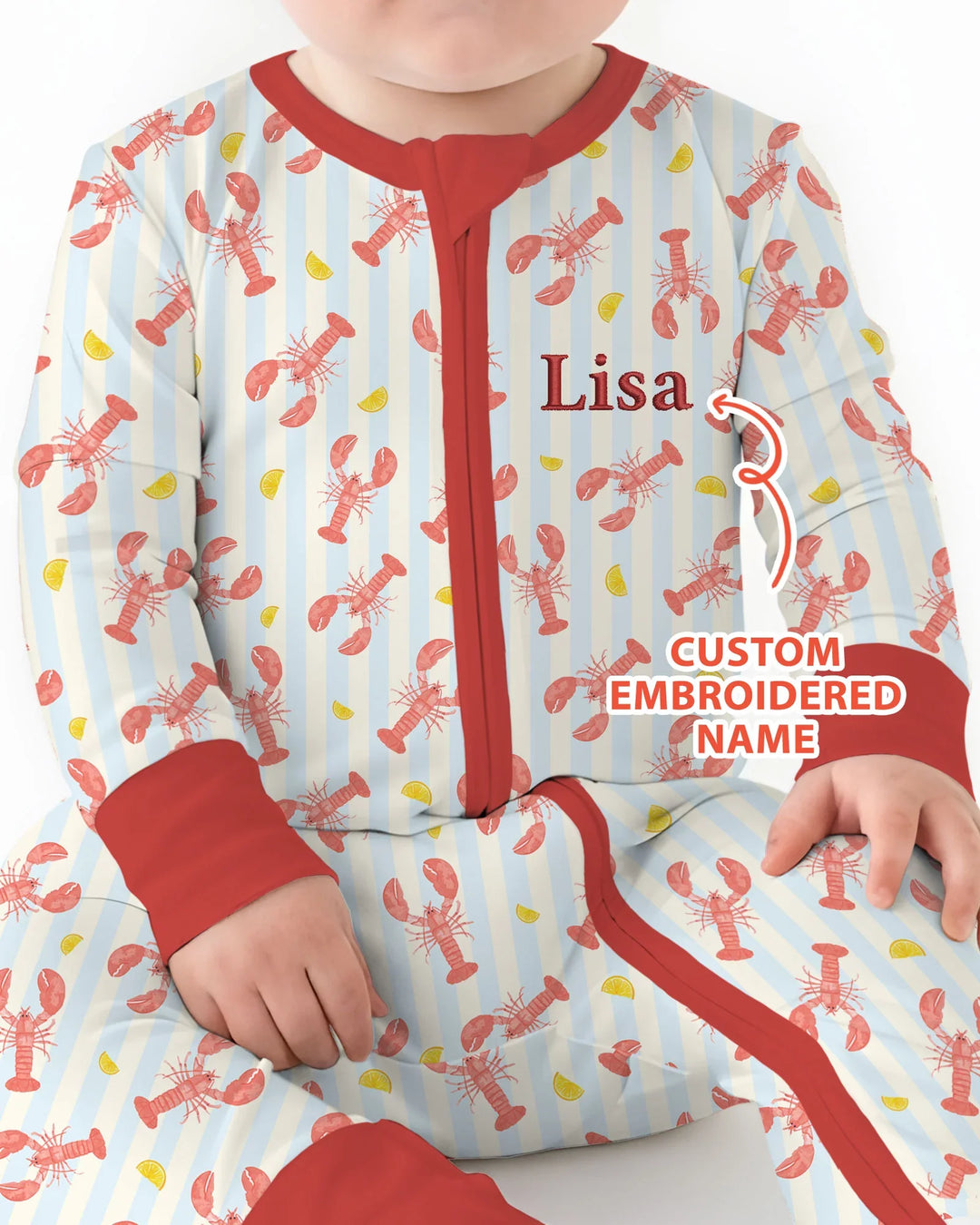 Personalized Embroidered Crawfish Summer Baby Bamboo Convertible Zippy