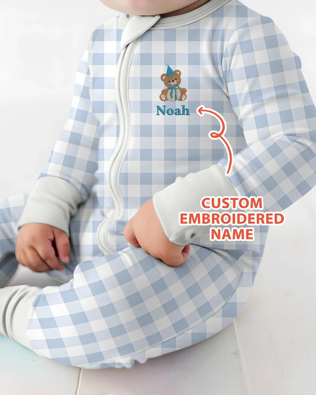 Custom Embroidered Name Birthday Teddy Bamboo Convertible Zippy