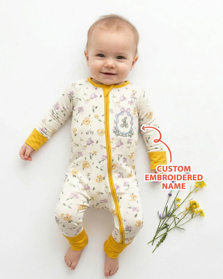 Custom Embroidered Name Floral Bamboo Convertible Zippy