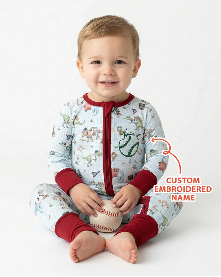 Custom Embroidered Dinosaurs Baseball  Bamboo Convertible Zippy
