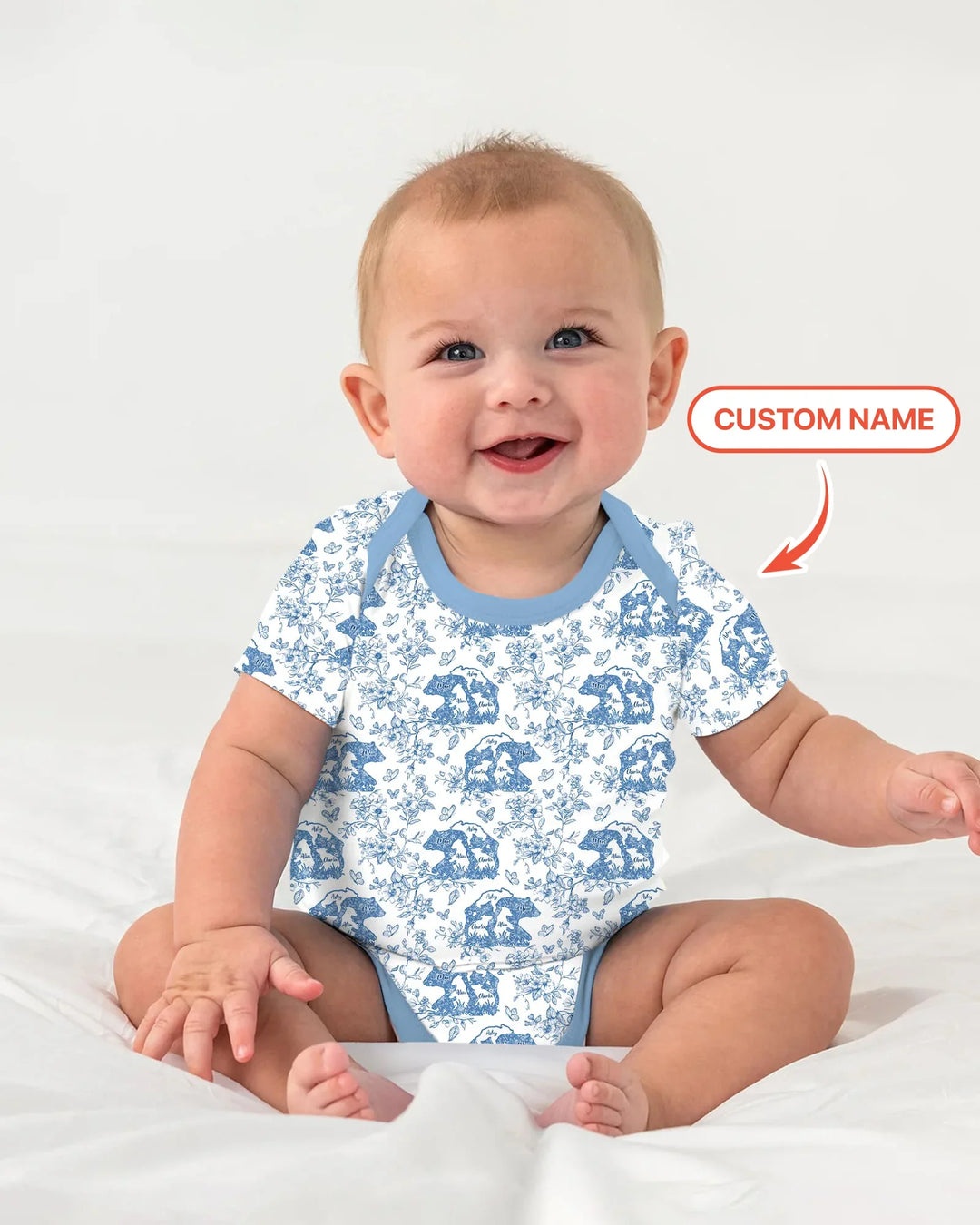 Custom Name Mama Bear Toile Bamboo Bodysuit