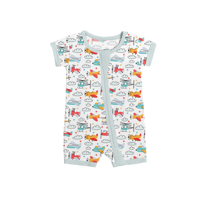 Airplanes and Helicopters Shorty Zippered Romper - Zumbamboo