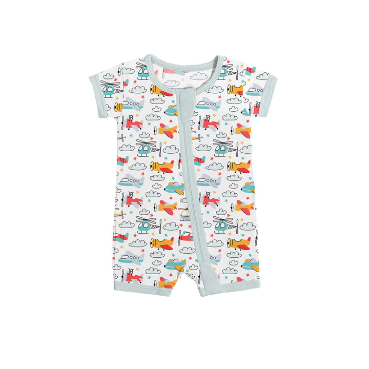 Airplanes and Helicopters Shorty Zippered Romper