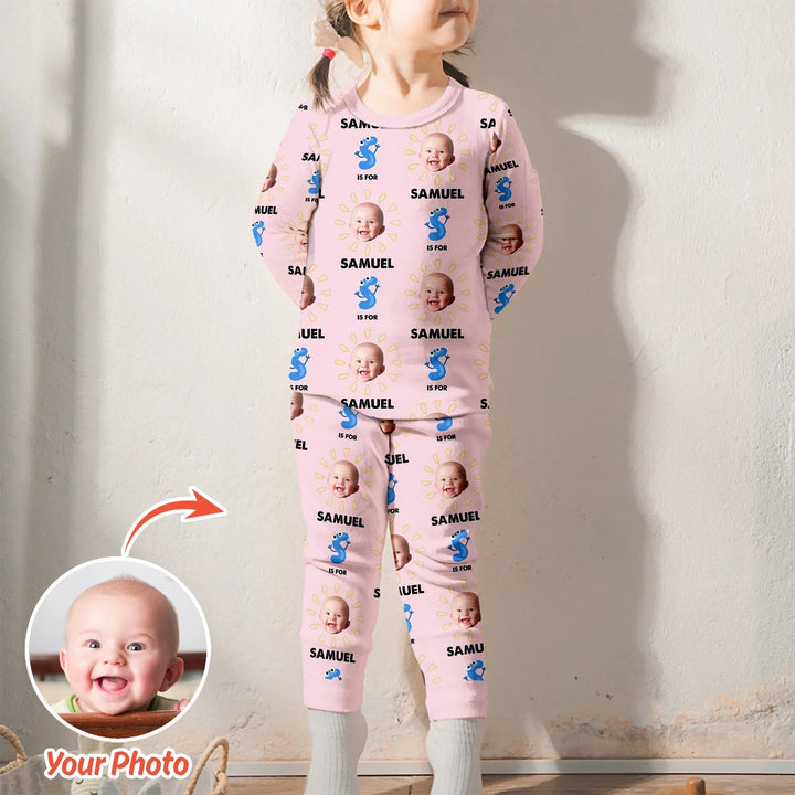 Alphabet Custom Face Baby Two Piece Long Sleeve Pajama Set , Alphabet Custom Face Baby Two Piece Long Sleeve Pajama Set - 12-18M