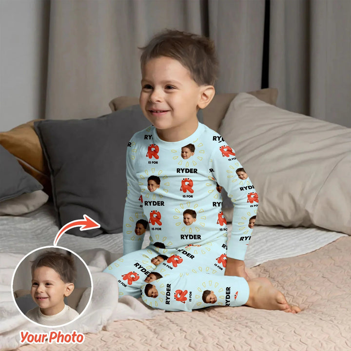 Alphabet Custom Face Baby Two Piece Long Sleeve Pajama Set , Alphabet Custom Face Baby Two Piece Long Sleeve Pajama Set - 12-18M