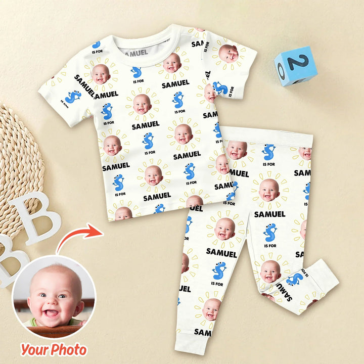 Alphabet Custom Face Baby Two Piece Short Sleeve Pajama Set - Zumbamboo